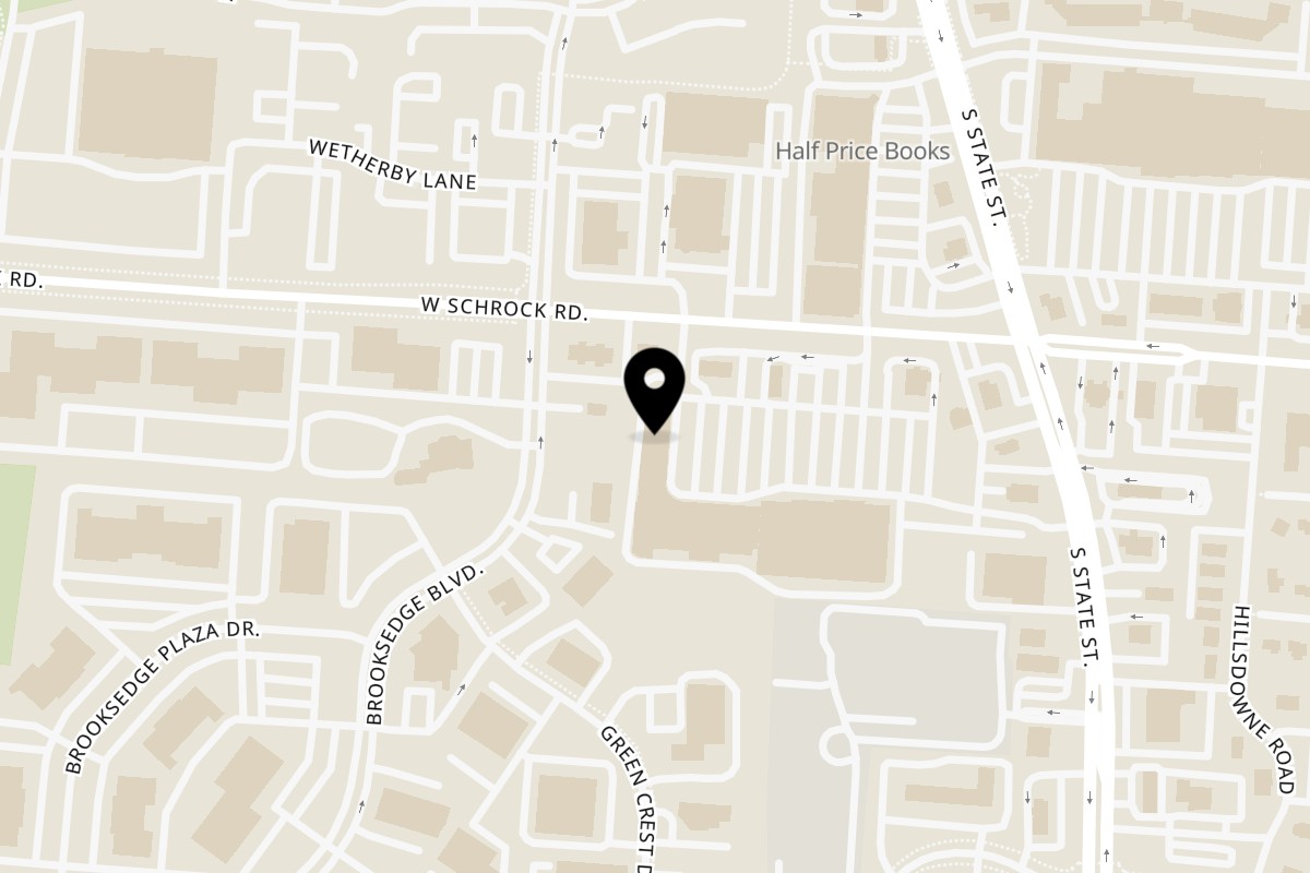 Map showing the location of Mashawee Stop on 117 Westerville Plaza in Westerville